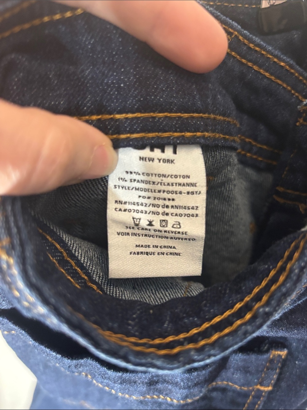 OAT New York High Rise Wide Leg Crop Jeans Patch Pocket Raw Hem Dark Wash 8/29 - Picture 3 of 10